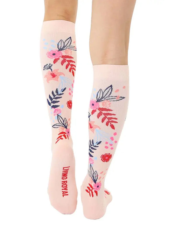Flowers & Fern - Pink & Red Compression Socks (15-20mmHg)