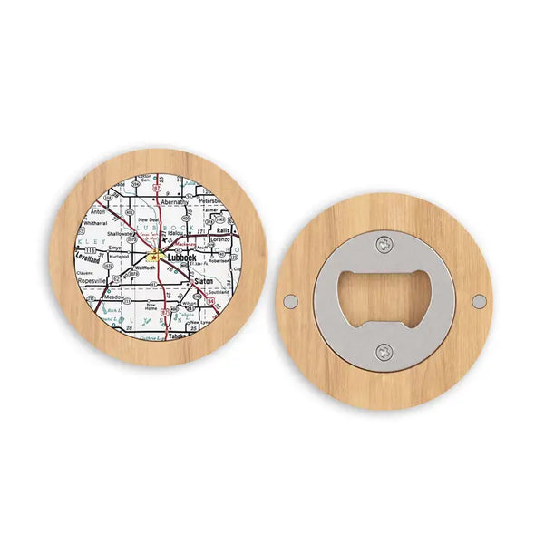 Lubbock Map Magnetic Bottle Opener