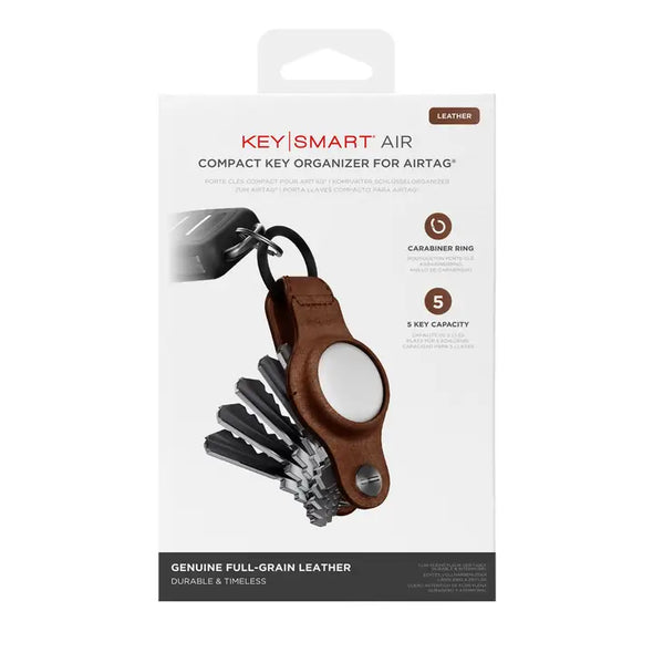 KeySmart Air Leather Key Holder AirTag Case -Brown