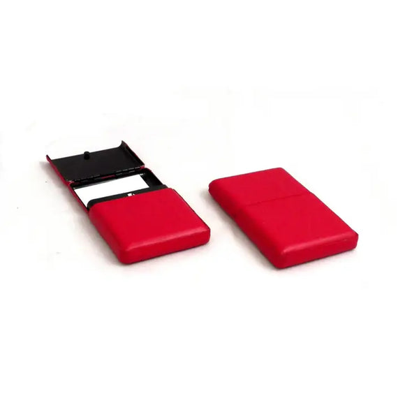 Flip Top Leather Card Holder-red