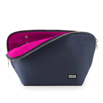 Vacationer Makeup Bag - Navy with pink
