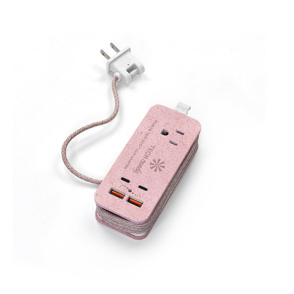 Power Trip Eco with 2 USB-C and 2 USB and one outlet - pink