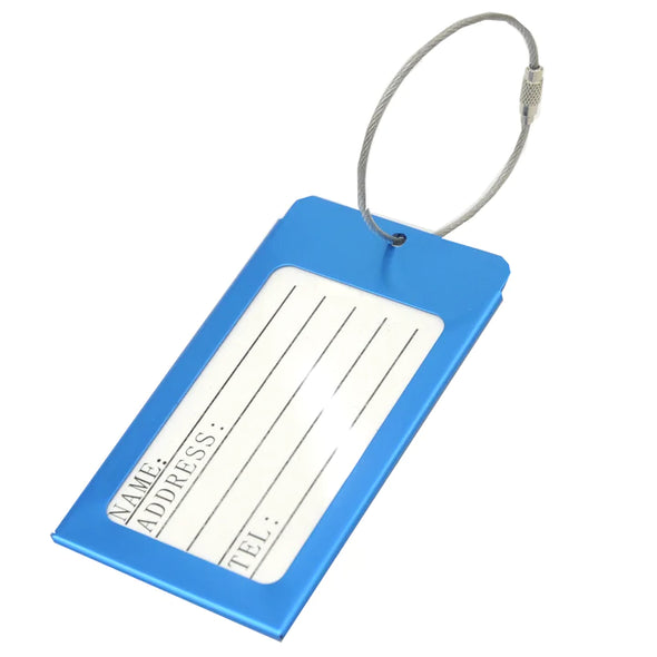 Metal Luggage Tag w/cable (Blue, Red or Silver)