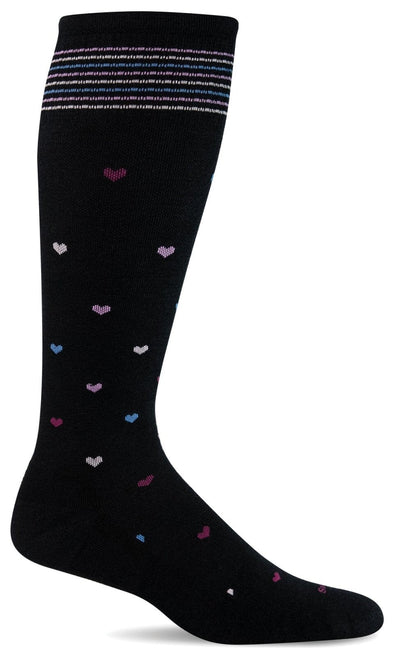 Wmn Full Heart WIDE Calf Compression Sock -black  M/L