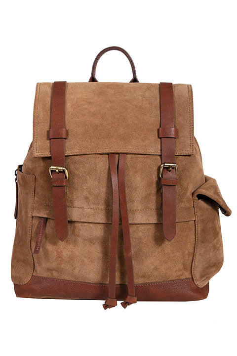 Suede Leather-Trim Backpack