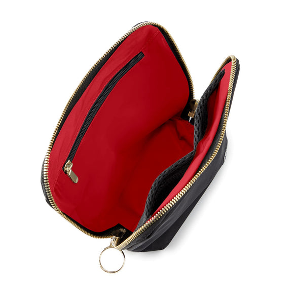 Everyday Makeup Bag - Black with Red