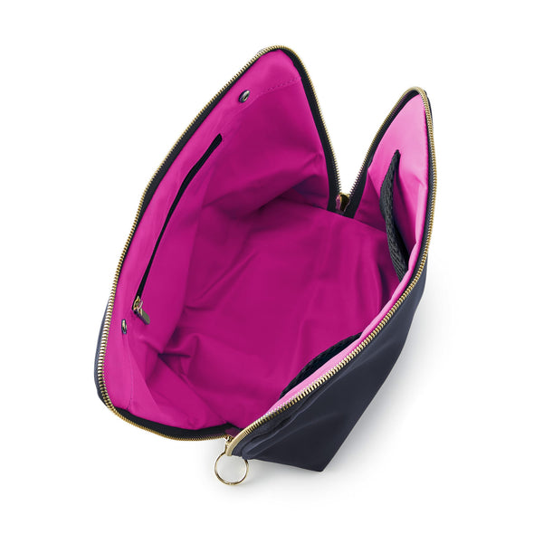 Signature Makeup Bag - Navy with Pink