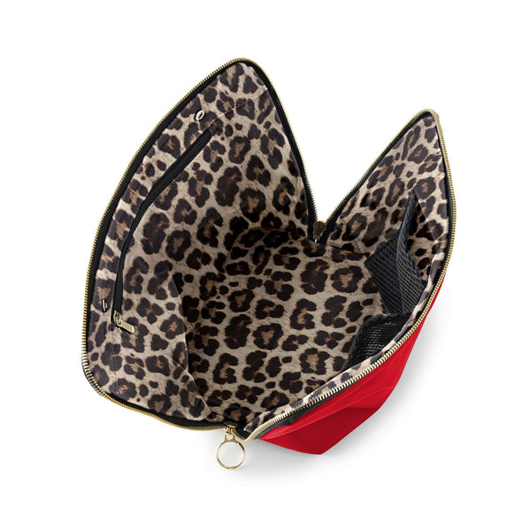 Vacationer Print Makeup Bag - Red with leopard